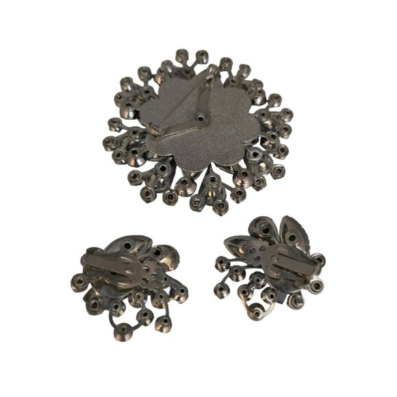 Vintage 2 Tone Blue Rhinestone Brooch Set (A7896) - Picture 4 of 5